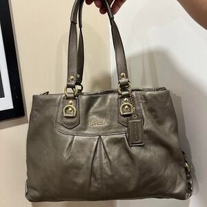 Y2K 2000s Coach Grey Leather Ashley Carryall Satchel Shoulder Bag/Handbag